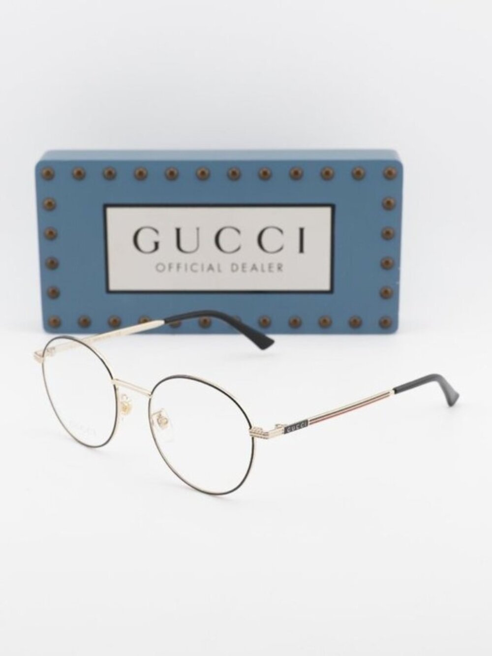 Gucci GG0839OK 001 Round Eyeglasses - Black/Gold 52mm